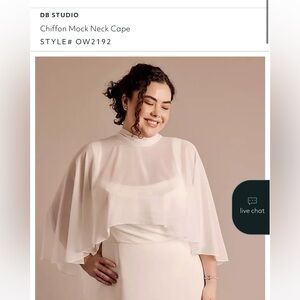 David's Bridal Chiffon Mock Neck Cape - White